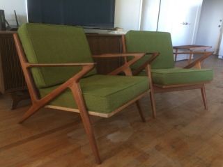 Mid - Century Modern Danish Poul Jensen Teak Selig Z Lounge Chairs