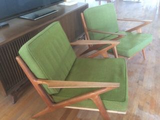 Mid - Century Modern Danish Poul Jensen Teak Selig Z Lounge Chairs 2