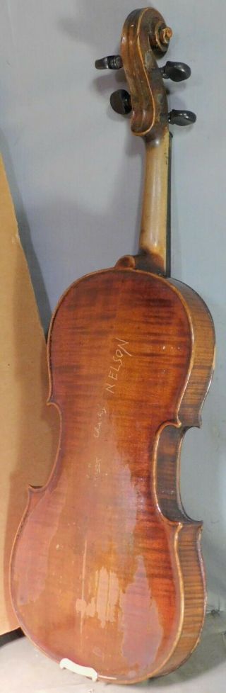 Antique Stradivarius Style Germany Violin Match Tiger Maple Back To Restore 4/4