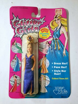 Vintage Glitter Girls Sapphire Doll With Ring By Vogue Dolls 1982 On Card