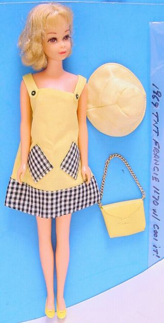 1969 Blonde Tnt Francie Doll 1170 In Cool It Outfit W Matching Hat & Purse