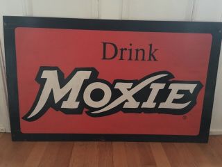Vintage Advertising Cardboard Drink Moxie Sign -