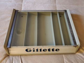 Vintage 1956 Gillette Razor Blade Store Counter Top Display Case Hinged Flip Top