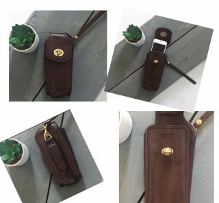 Vintage Coach Leather Phone Case Wristlet,  Brown
