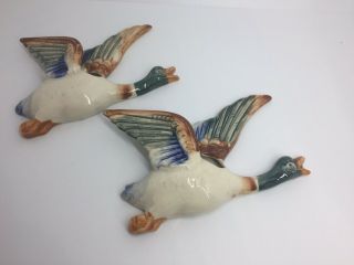2 Vintage Duck Goose Wall Hanging Ceramic Decor Occupied Japan Set