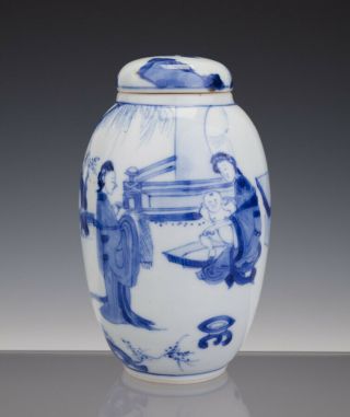 Large Chinese Porcelain Tea - Caddy - Figures 18th Century - Kangxi - Top