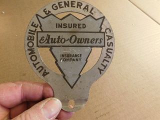Vintage Auto Owners Insurance Automobile,  General & Casualty License Plate Topper
