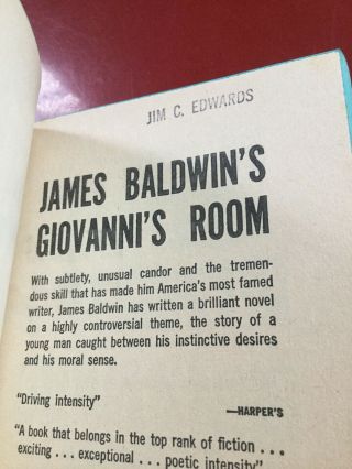 Giovanni’s Room James Baldwin Vintage Dell Paperback 3