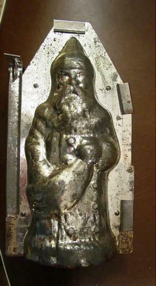 Vintage Tin St Nicholas/santa Chocolate Mold Made In Germany 9 1/2 "