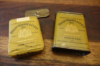 Wwii Philip Morris Cigarette Pack With Tin Container
