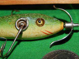 Heddon 100 Dowagiac Minnow 2 belly weight small body red gills green fancyback 2