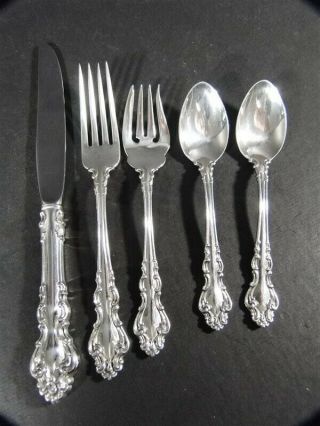 Reed & Barton Spanish Baroque Sterling 5 Pc Place Setting Knife Forks Spoons Nm