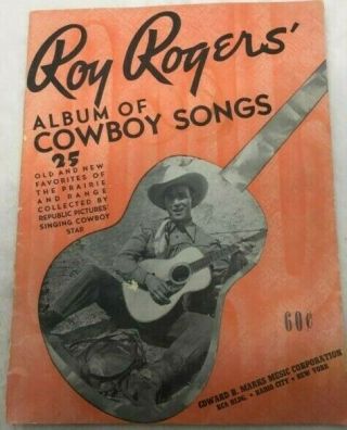 1941 Roy Rogers Album Of Cowboy Songs Vintage Sheet Music Book