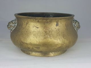 18/19th Large Chinese Bronze Censer Incense Burner With Lion Handles Xuande Mark