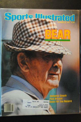 1981 Sports Illustrated - Alabama Crimson Tide Paul Bear Bryant