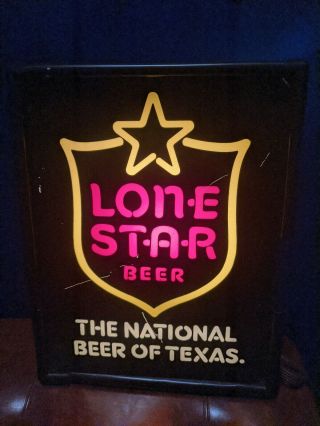 Vintage Lone Star Beer Light Up Sign Neo Neon Lighted.  Has Some Damage.