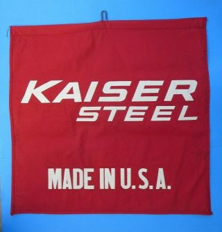 Vintage X - Large Kaiser Steel Made In Usa Red & White Caution Banner Flag 2 Sided