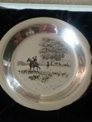 James Wyeth Sterling Silver Plate " Riding To The Hunt " 8 Inch Diameter