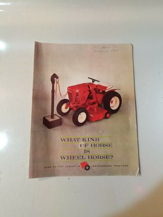 Vintage 1964 Wheel Horse Lawn Tractor Buyers Guide,  Dealer Brochure