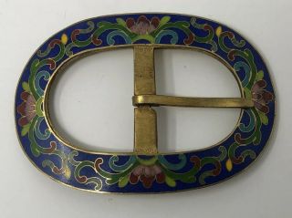 Vintage Fine Quality Antique Chinese Export Cloisonne Enamel Brass Belt Buckle
