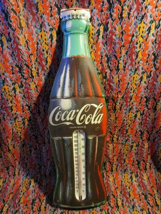 Vintage Large 29 Inch Coca Cola Advertising Thermometer Sign