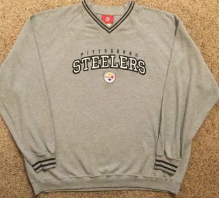 Vintage Pittsburgh Steelers Nfl Mens Sz 2xl Xxl Gray Crewneck Sewn Sweatshirt