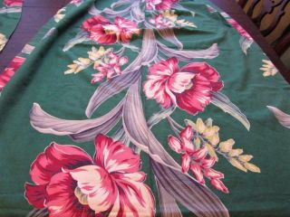 2 Vintage 40 ' s Tropical Floral Barkcloth Curtain Panels 31 1/2 