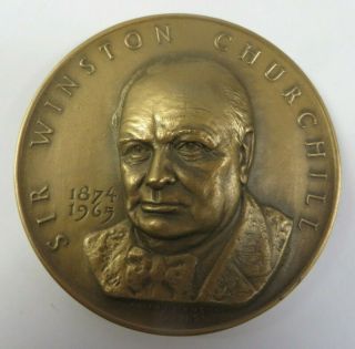 Vintage Winston Churchill 1874 - 1965 Bronze Medallion Coin Medallic Art Co.  2.  75 "