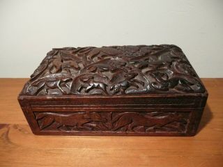 Vintage Indian Wooden Treen Box Hand Carved.  One.