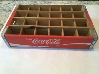 Vintage 24 Wood Red Coca Cola Soda Bottle Carrier Crate Box 1970s Coke Ex Shape