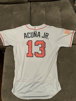 Ronald Acuna 2018 Rookie Game Worn Atlanta Braves Jersey Yankees Hr 7