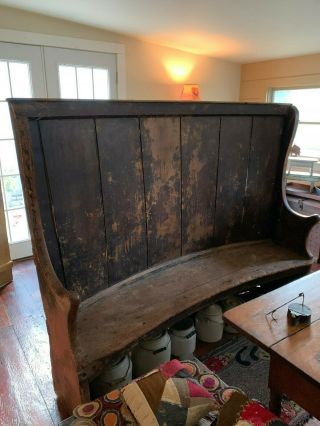 Antique 18th Century Settle Bench With Surface
