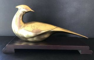 Vintage Brass Pheasant Mcm Hollywood Regency Mid Century Bird Statue Sculpture