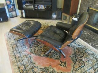 Vintage Herman Miller Eames Lounge Chair & Ottoman 670 671 Rosewood & Black Lthr 2