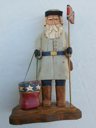 Vintage Wooden Hand Carved Confederate Soldier Artist Signed