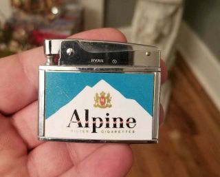Vintage Alpine Cigarettes Flat Advertising Lighter - Ryan - Antique