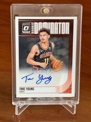 2018 - 19 Trae Young Optic Dominator Rookie Auto ’d 11/50 Jersey 