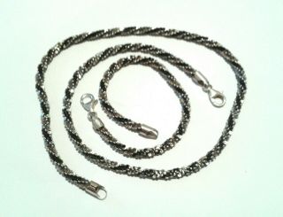 Vintage Sterling Silver 925 Necklace Choker And Bracelet Set