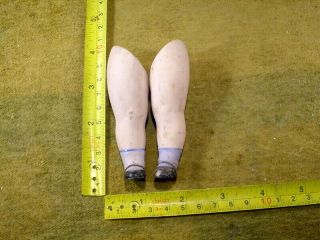 2 X Excavated Vintage Painted Bisque Doll Legs With Loop Hole A Pair 3.  9 " 13160
