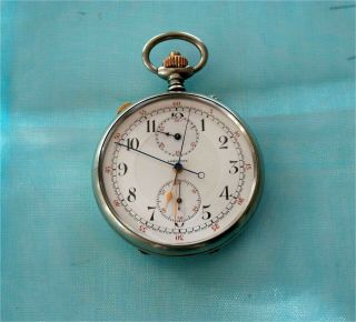 Longines Split Second Chronograph Chronometer Pocket Watch 14K gold Crown 19.  73N 2