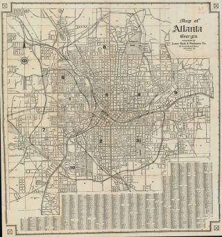 1924 Lester Book And Stationary Company City Map Or Plan Of Atlanta,  Georgia