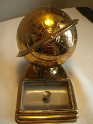Vintage.  Brass.  World.  Globe.  Cigarette.  Dispenser.  With.  Ashtray