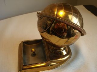 Vintage.  Brass.  World.  Globe.  Cigarette.  Dispenser.  With.  Ashtray 2