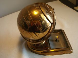 Vintage.  Brass.  World.  Globe.  Cigarette.  Dispenser.  With.  Ashtray 3