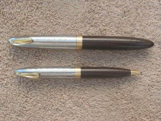 Vintage Sheaffer White Dot Fountain Pen Pencil Set Tuckaway Orig Box 14K Gold Ni 3