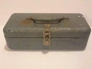 Vintage My Buddy Falls City Steel Tackle Box 1960 Gray Single Tray Dividers 240
