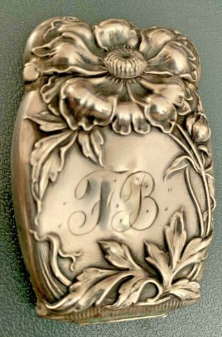 Antique Silver Plated Snuff Box - Very Embossed.  Initials Fb.  Dented