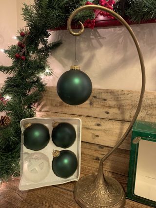 Vintage Set Of 4 Christmas Ornaments By Krebs Hunter Velvet Green 3”