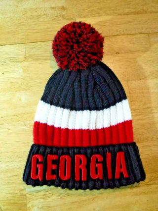 Vintage Georgia Bulldogs Ribbed Knit Stocking Cap Beanie Hat