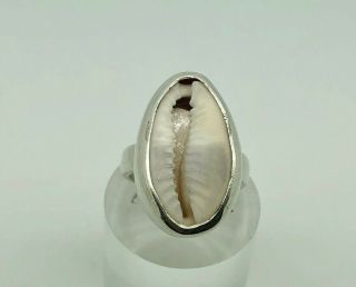 Gorgeous Vintage Studio Sterling Silver Cowrie Shell Cocktail Ring Size I 1/2